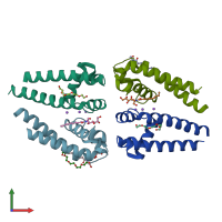 PDB entry 5bzb coloured by chain, front view.