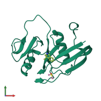 PDB entry 5bzc coloured by chain, front view.