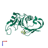 PDB entry 5bzc coloured by chain, top view.