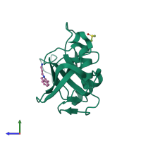 PDB entry 5bzh coloured by chain, side view.