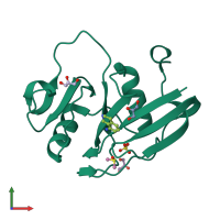 PDB entry 5bzi coloured by chain, front view.