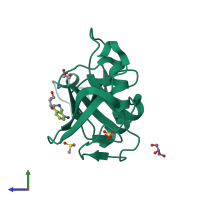 PDB entry 5bzi coloured by chain, side view.