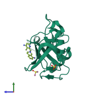 PDB entry 5bzm coloured by chain, side view.