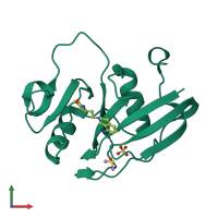 PDB entry 5bzq coloured by chain, front view.
