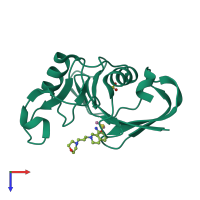 PDB entry 5bzq coloured by chain, top view.