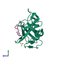 PDB entry 5bzr coloured by chain, side view.