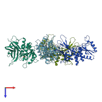 PDB entry 5bzz coloured by chain, top view.