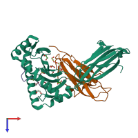 PDB entry 5c0g coloured by chain, top view.