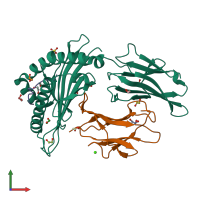 PDB entry 5c0j coloured by chain, front view.