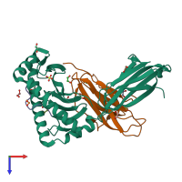 PDB entry 5c0j coloured by chain, top view.