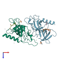 PDB entry 5c0m coloured by chain, top view.