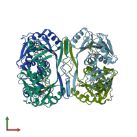 PDB entry 5c0o coloured by chain, front view.