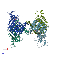 PDB entry 5c0o coloured by chain, top view.