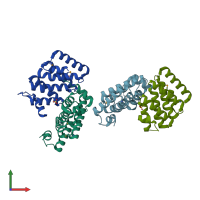 PDB entry 5c0v coloured by chain, front view.