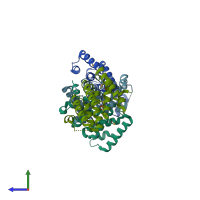 PDB entry 5c0v coloured by chain, side view.