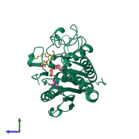 PDB entry 5c1g coloured by chain, side view.