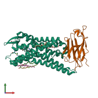PDB entry 5c1m coloured by chain, front view.
