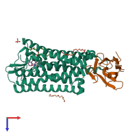 PDB entry 5c1m coloured by chain, top view.