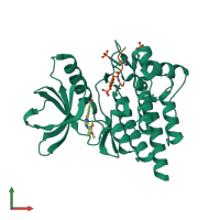 PDB entry 5c26 coloured by chain, front view.