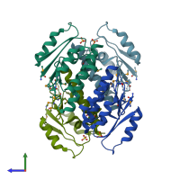 PDB entry 5c32 coloured by chain, side view.