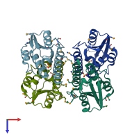 PDB entry 5c32 coloured by chain, top view.