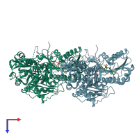 PDB entry 5c37 coloured by chain, top view.