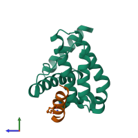 PDB entry 5c3g coloured by chain, side view.