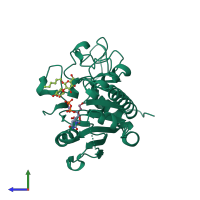 PDB entry 5c49 coloured by chain, side view.