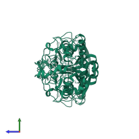 Fucosylglycoprotein alpha-N-acetylgalactosaminyltransferase soluble form in PDB entry 5c4e, assembly 1, side view.