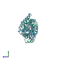 PDB entry 5c4l coloured by chain, side view.