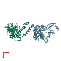 PDB entry 5c4l coloured by chain, top view.
