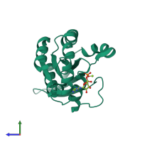 PDB entry 5c4m coloured by chain, side view.