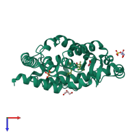 PDB entry 5c4o coloured by chain, top view.