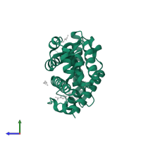 Nuclear receptor ROR-gamma in PDB entry 5c4o, assembly 1, side view.