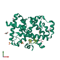 PDB entry 5c4t coloured by chain, front view.