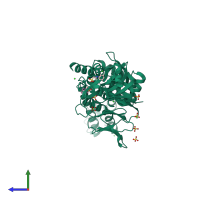 PDB entry 5c69 coloured by chain, side view.