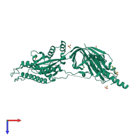 PDB entry 5c6b coloured by chain, top view.