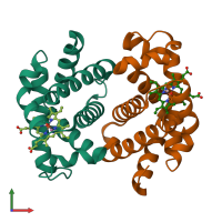PDB entry 5c6e coloured by chain, front view.