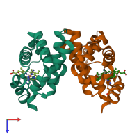 PDB entry 5c6e coloured by chain, top view.