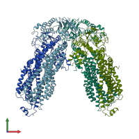 PDB entry 5c76 coloured by chain, front view.