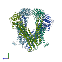 PDB entry 5c76 coloured by chain, side view.