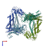 PDB entry 5c76 coloured by chain, top view.