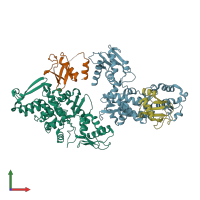 PDB entry 5c7j coloured by chain, front view.