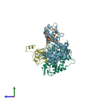 PDB entry 5c7j coloured by chain, side view.