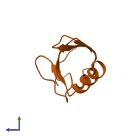 Monomeric assembly 2 of PDB entry 5c7m coloured by chemically distinct molecules, side view.