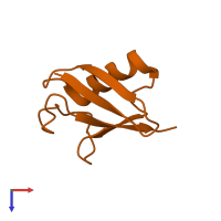 Monomeric assembly 2 of PDB entry 5c7m coloured by chemically distinct molecules, top view.
