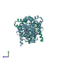 PDB entry 5c81 coloured by chain, side view.