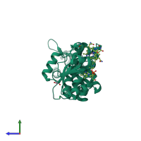 PDB entry 5c8f coloured by chain, side view.