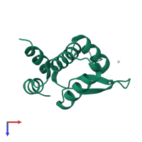 Monomeric assembly 1 of PDB entry 5c8h coloured by chemically distinct molecules, top view.