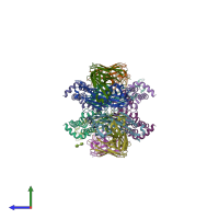 PDB entry 5c8j coloured by chain, side view.